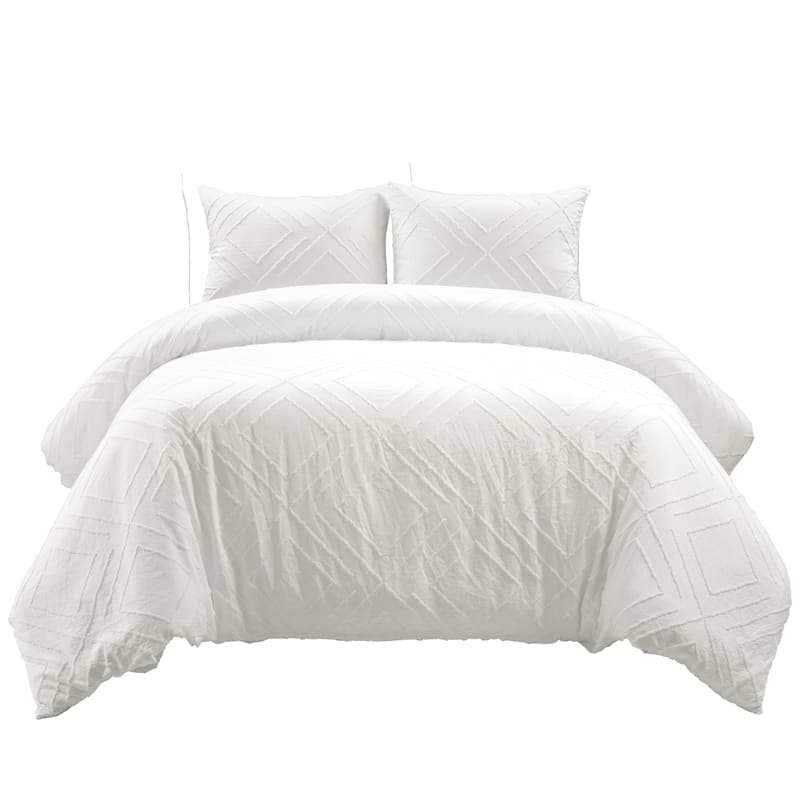 Lush Decor Diamond Clip Jacquard 3 Piece Duvet Cover Set