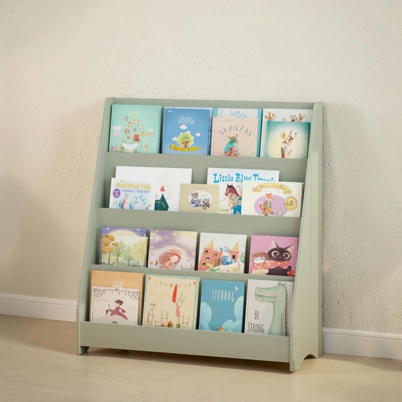 4 Tier Toddler Book Display Rack, Kids Bookshelf to Organize Bedrooms, Playrooms and Classrooms