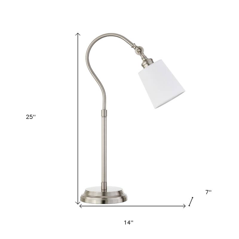 25" Metal Arched Table Lamp With White Drum Shade - 14" x 14" x 25"