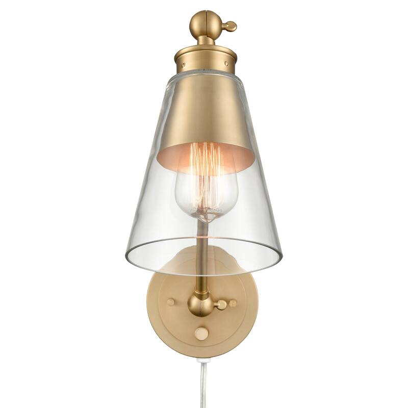 Elk Home Albany Brushed Gold With Clear Glass Shade Sconce