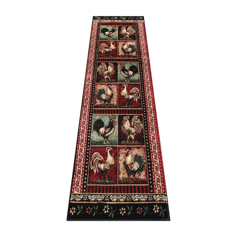 Rustic Cabin Style Vintage Rooster Themed Area Rug