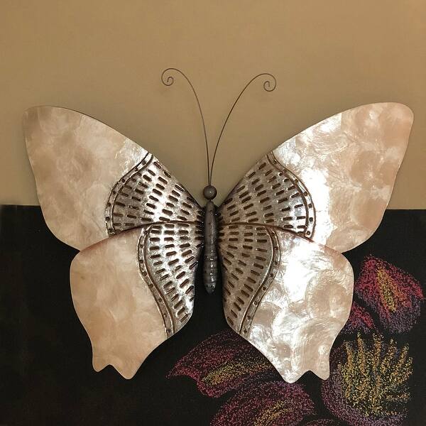 Shop Butterfly Wall Decor Silver With Rust Dashes 1 X 18 X 13