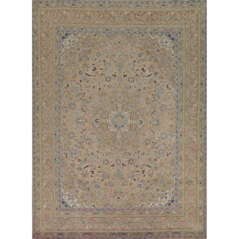 Traditional Mashad Persian Area Rug Hand-Knotted Wool Carpet - 9'7"x 12'3"