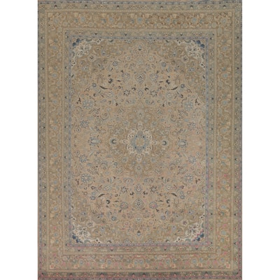 Traditional Mashad Persian Area Rug Hand-Knotted Wool Carpet - 9'7"x 12'3"