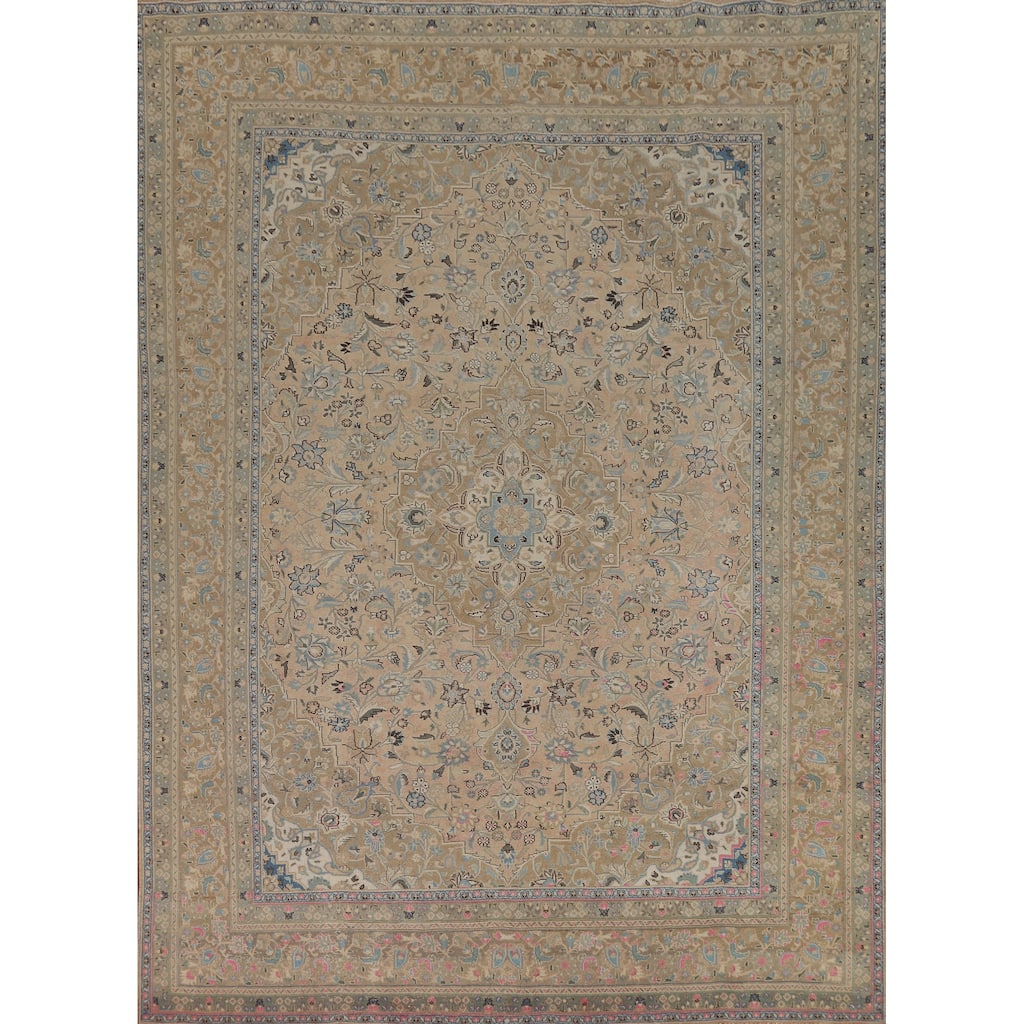 Traditional Mashad Persian Area Rug Hand-Knotted Wool Carpet - 9'7"x 12'3"