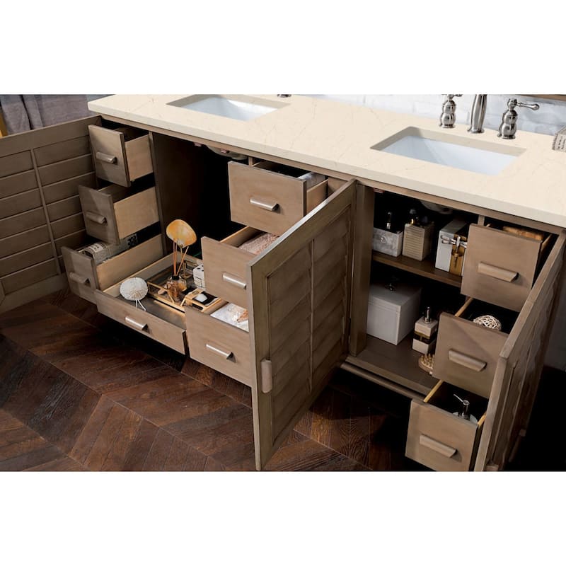 James Martin Vanities Portland 72" Double Basin Hardwood Vanity Set