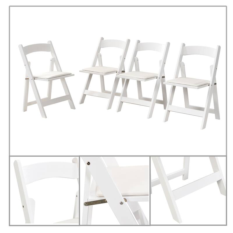 Modern simple style foldable dining chair set with upholstered cushions