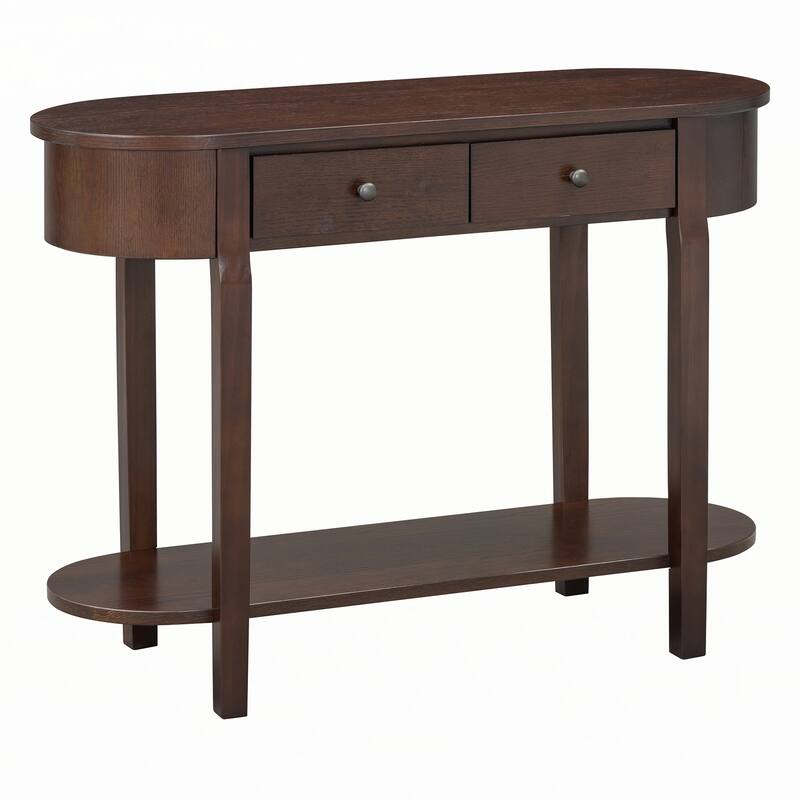 Retro Console Table with Curved Design,Espresso