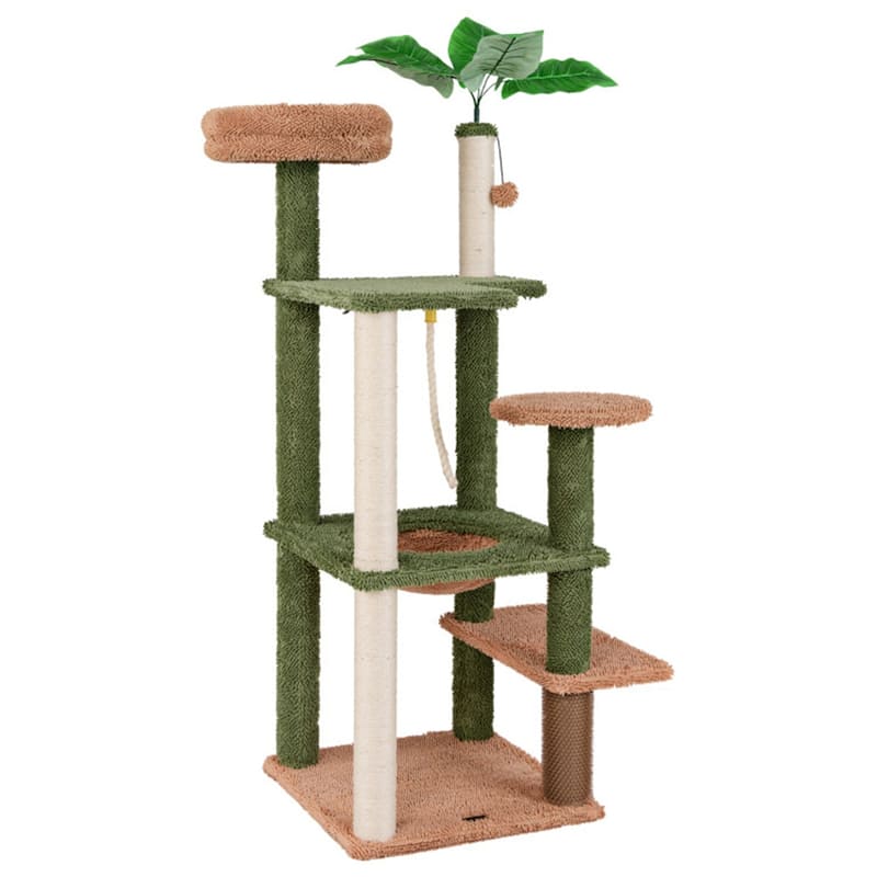 Multilevel Cat Tree with Plush Perch, Sisal Scratching Posts & Napping Bed for Cats - 19" L x 19.5" W x 60" H