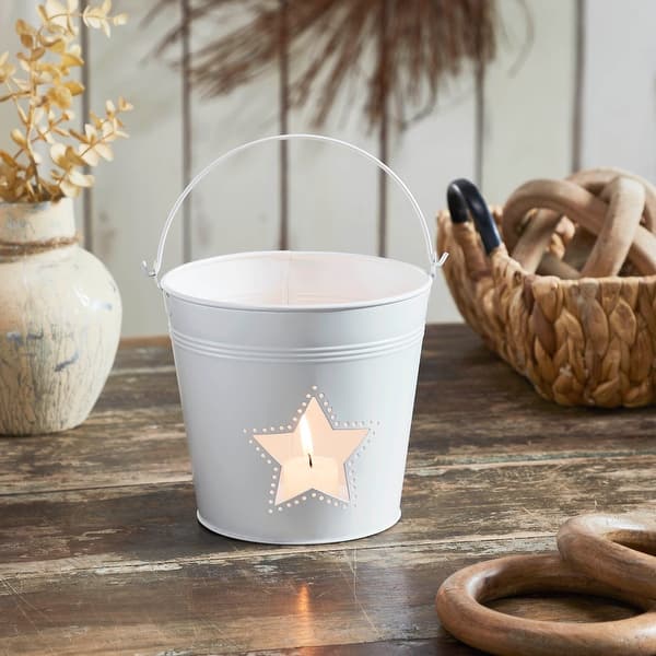 slide 2 of 6, Metal Bucket w/ Star Cutout White 6x6.5x5