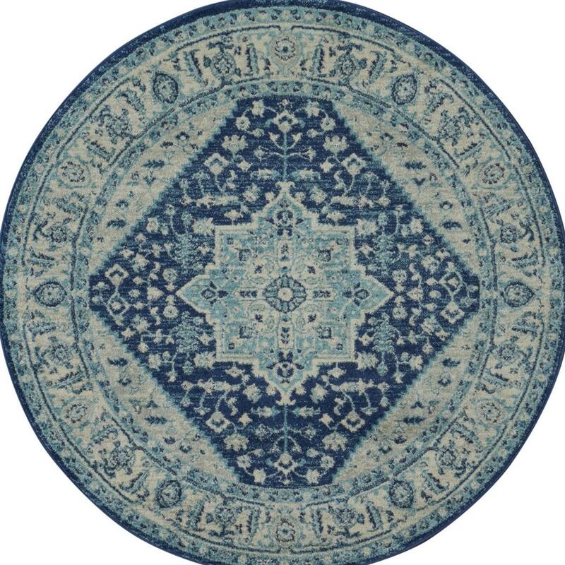 HomeRootsFloral Medallion Transitional Round Area Rug - 63' X '63' X '0.5