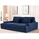 preview thumbnail 4 of 13, 94.49''W Velvet Square arms Oversized Sofa / twin-sized Sofa Bed Dark Blue