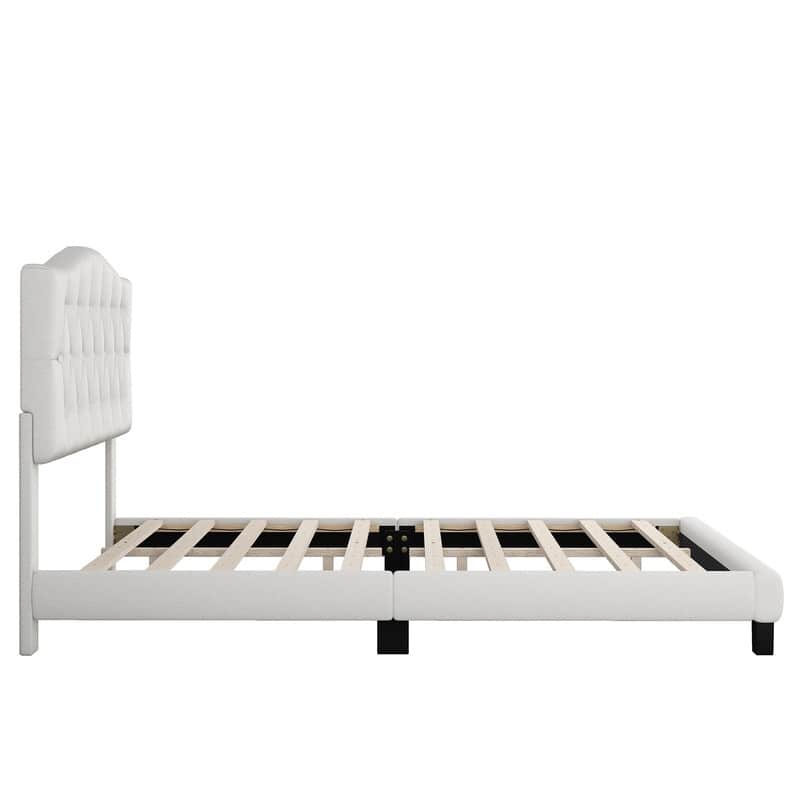 King Size , Modern Upholstered Platform Bed with Headboard, Heavy Duty ...