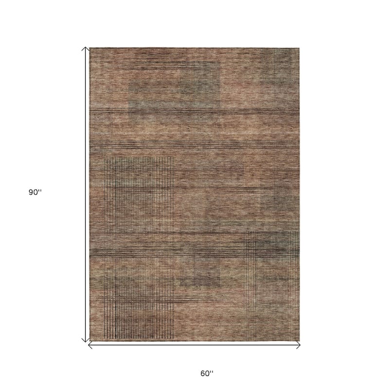 HomeRoots Striped Transitional Rectangle Outdoor Rug