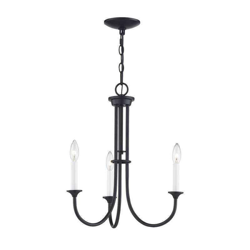 Meadowview 18-inch Wide 3-Light Chandelier in Brushed Nickel - Black - 18in W x 18in D x 20in H