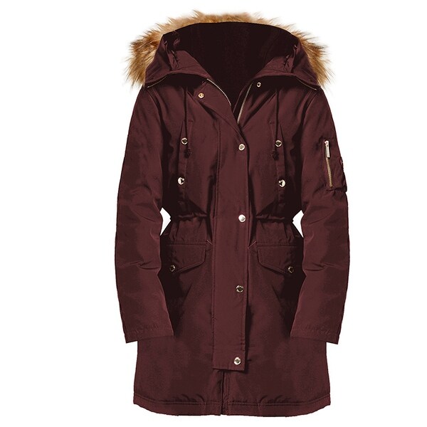 Michael Kors Womens Burgundy Down Cinch Waist. Opens flyout.