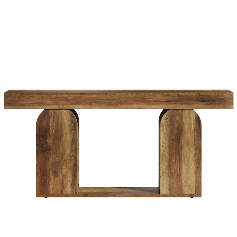 Long Wood Entryway Table, Storage Shelf Sofa Console Table, Living Room Hallway Foyer Behind Couch