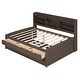preview thumbnail 21 of 43, Full Size Wooden Captain Bed with Built-in Bookshelves, 3-Storage Drawers, and Trundle, Light Grey, Classic Style Bed Frame