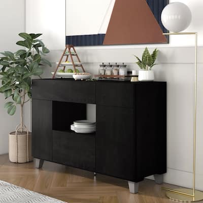 Furniture of America Ilti Contemporary Black 47-inch 3-shelf Buffet Server