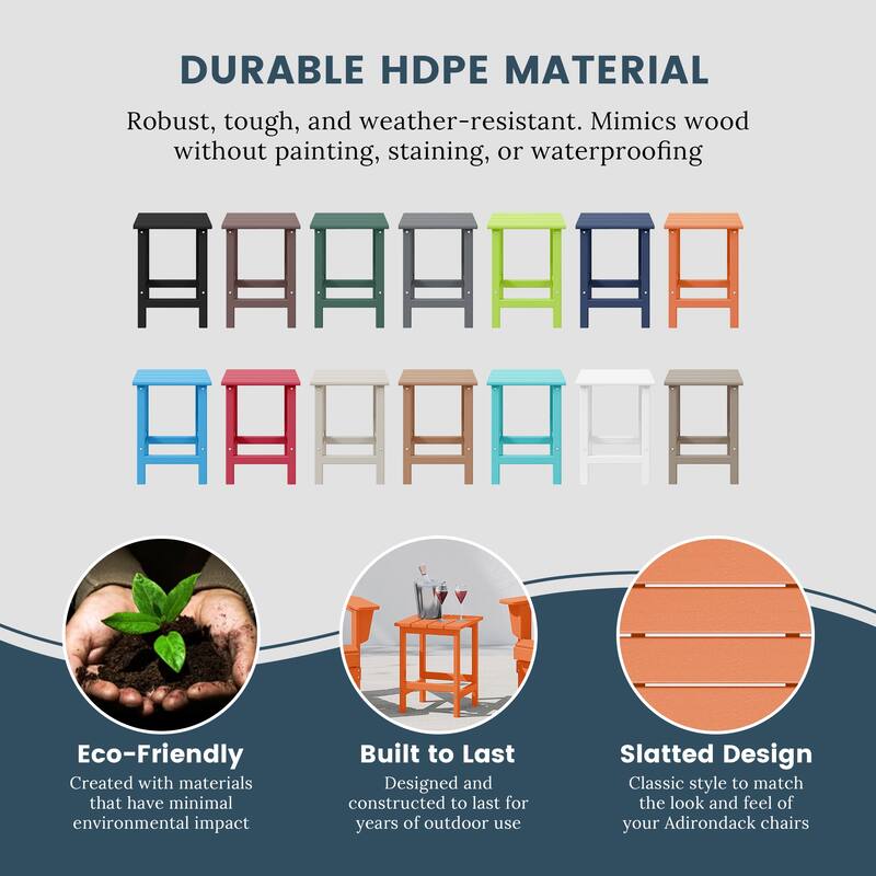 Aderson Outdoor Poly Adirondack Chair with Side Table 3-Piece Set