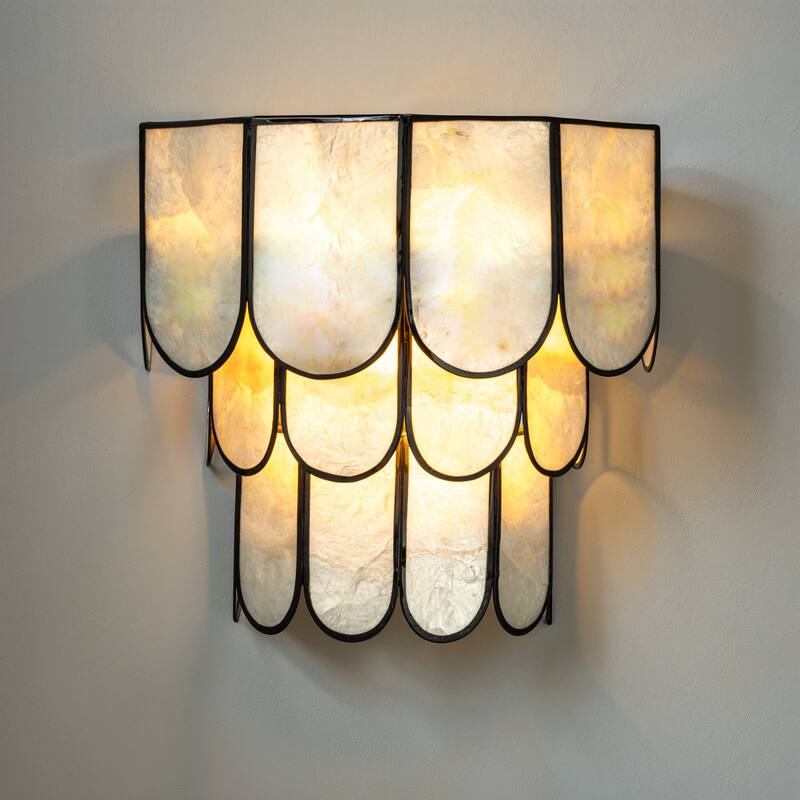 Capiz and Metal Wall Sconce