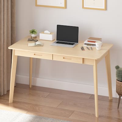 47.2”W Desk Simple Computer Desk For Small Room With Solid Wood Legs