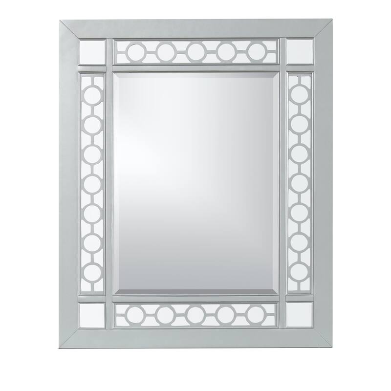 Geneva 43 in. W x 44 in. H Rectangle Framed Silver Champagne Server Mirror - Silver Champagne