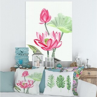Designart "Vintage Pink Lotus Flower" Traditional Canvas Wall Art Print ...