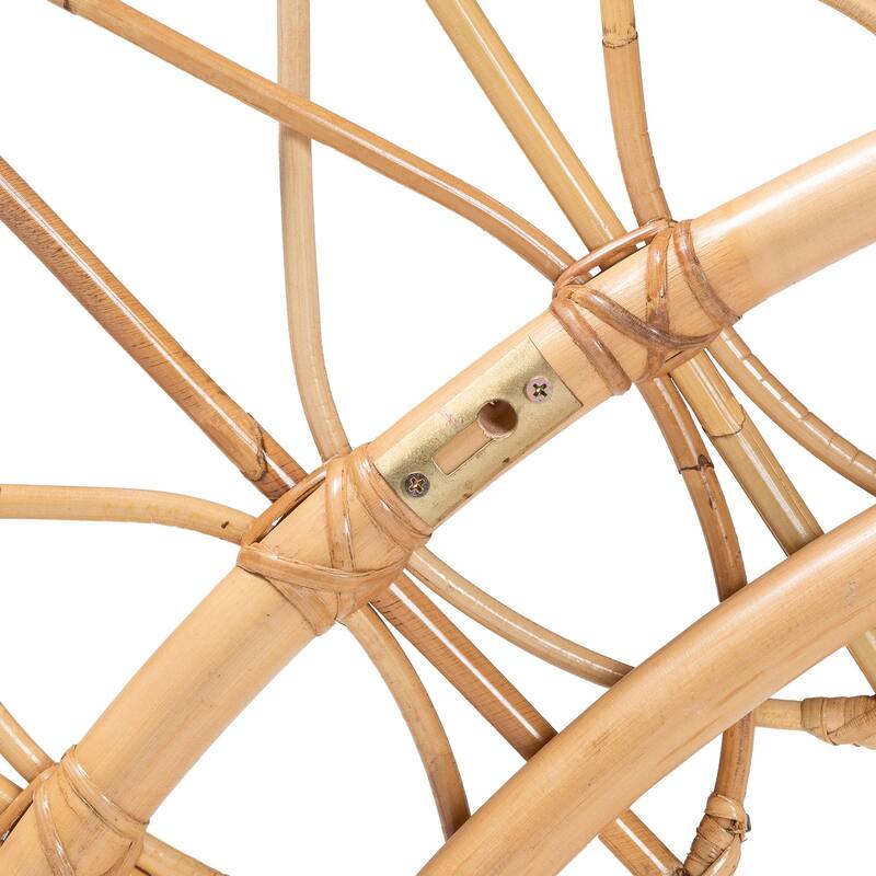 Solara Natural Rattan Headboard - Handwoven Wicker Wall-Mount Headboard in Sunburst Shape, Coastal Boho Bedroom Backdrop, Queen