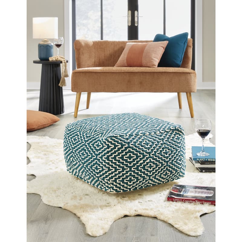 Signature Design by Ashley Brynnsen Pouf - Teal/Ivory
