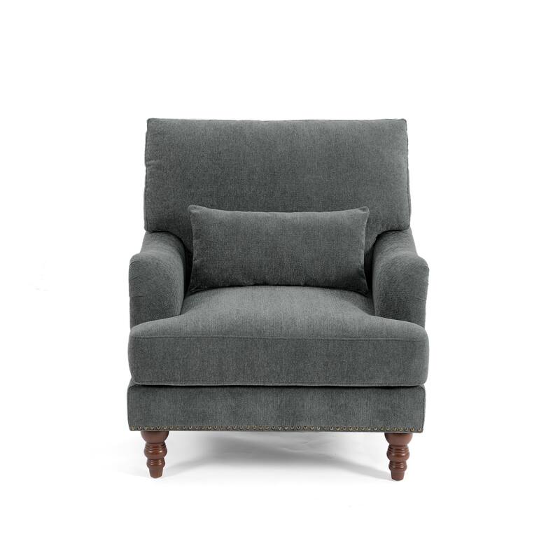 2 Piece Mid-Century Modern Oversized Accent Armchair Upholstered Chair