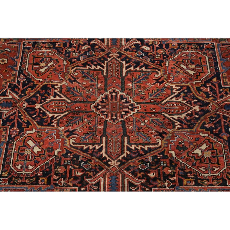 Hand Knotted Oriental 100% Wool Carpet Traditional Medallion Oranges & Rust Heriz Area Rug - 11' 6'' X 9' 1''