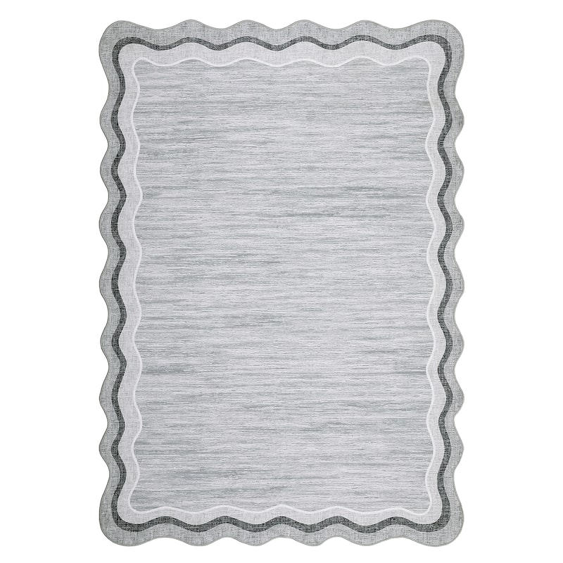 Washable Rugs for Living Room Scalloped Rug Modern Non Slip Non Shedding Carpet for Bedroom