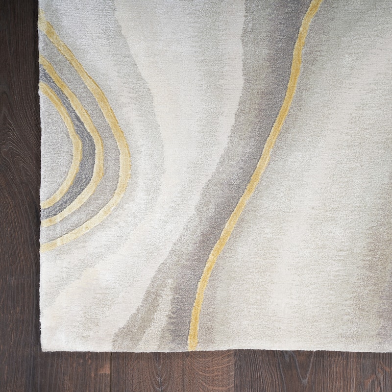 Nourison Prismatic Silver Green Modern Luxe Hand-Tufted Indoor Rug