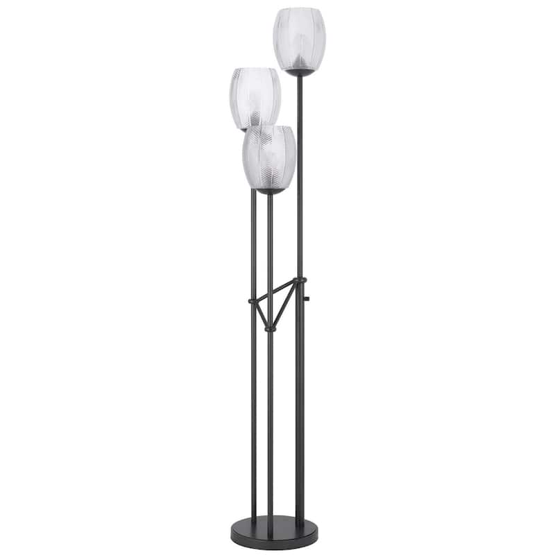 71" 3-Light Floor Lamp with Clear Glass Novelty Shade for Living Room - 12" x 12" x 70.50" - Black
