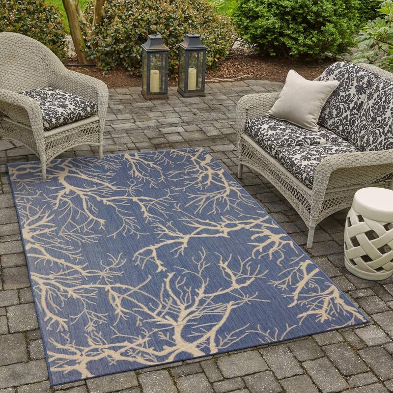 Outdoor Turgh Collection Area Rug - Blue - 8'x11'4"