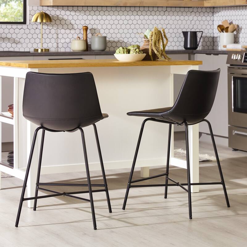 Middlebrook Designs Modern Faux Leather Counter Stool (Set of 2)