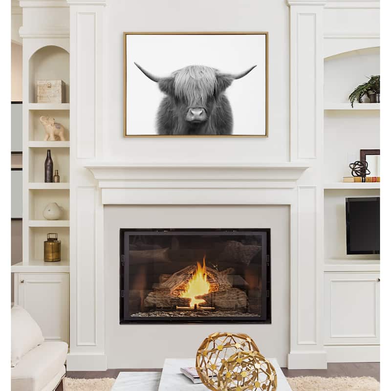 Kate and Laurel Sylvie Cow Framed Canvas by The Creative Bunch Studio