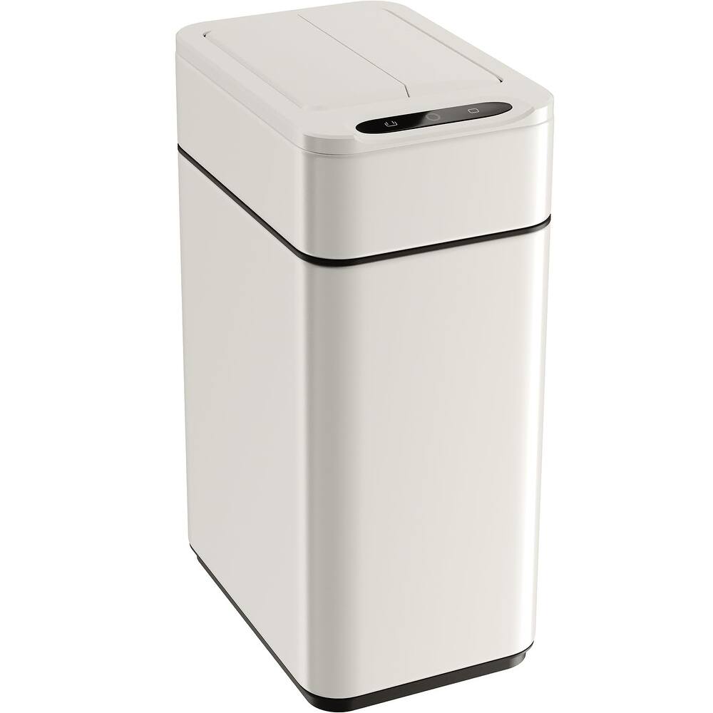 hOmeLabs 2.4 Gallon Kitchen Trash Can - Retractable Automatic Sensor Butterfly Lid, Easy Clean, Battery-Operated - Creamy White