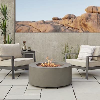 Aegean 36" Round Mist Gray LP Fire Table w/NG Conversion kit by Real Flame