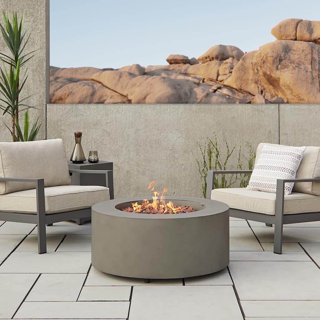 Aegean 36" Round Mist Gray LP Fire Table w/NG Conversion kit by Real Flame