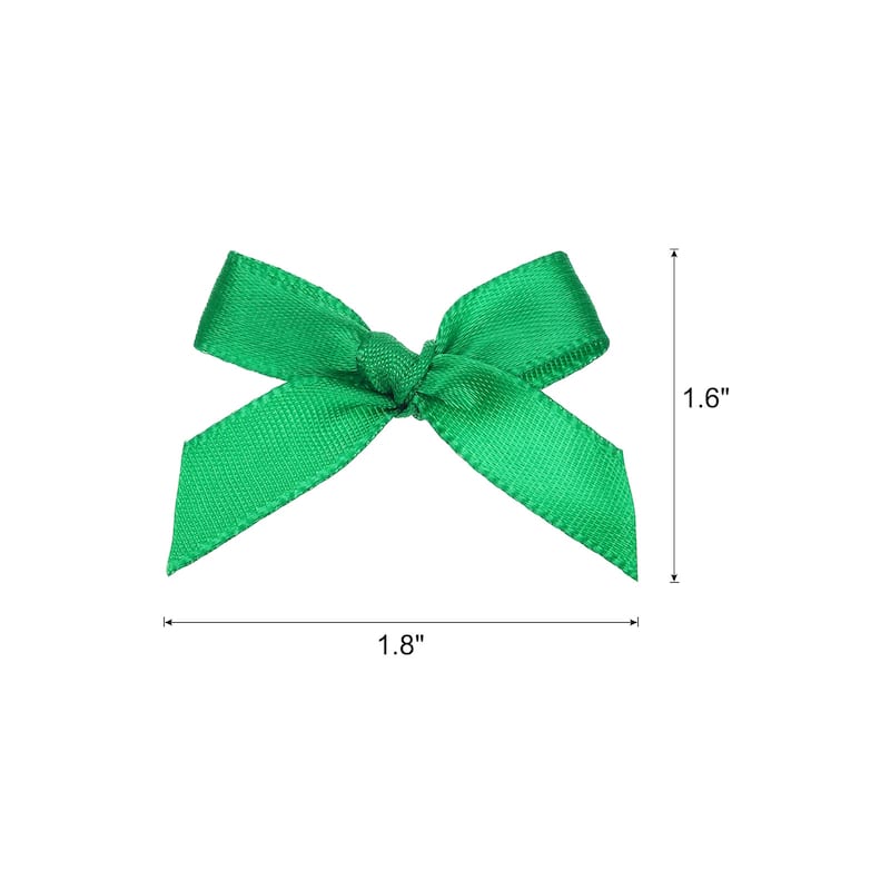 50Pcs Mini Ribbon Bow 1.8 inch Mini Fabric Satin Ribbon - Green
