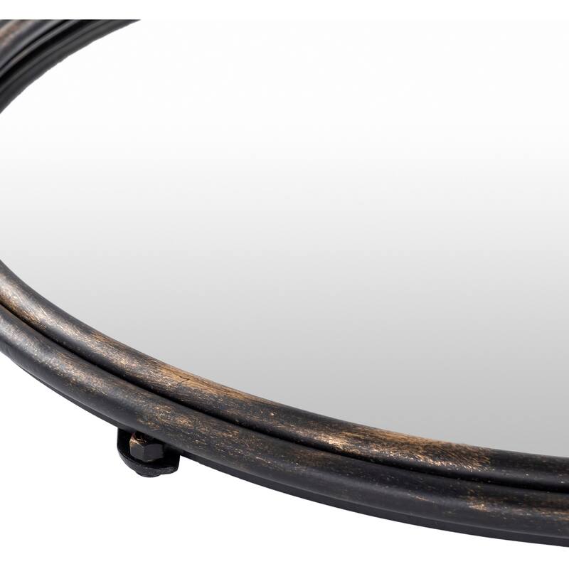 Livabliss Deora Antique Gold Bird Round Mirror - 26"H x 24"W