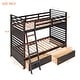 preview thumbnail 10 of 25, Twin Over Twin Wood Bunk Bed with Drawers, Safety Guardrails, Convertible to Two Beds
