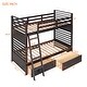 preview thumbnail 14 of 56, Twin Over Twin Wood Bunk Bed with Drawers & Guardrails