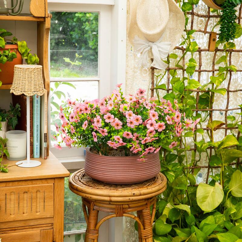 13-in UV Resistant Artificial Daisy Bush (Indoor/Outdoor) - Set of 12