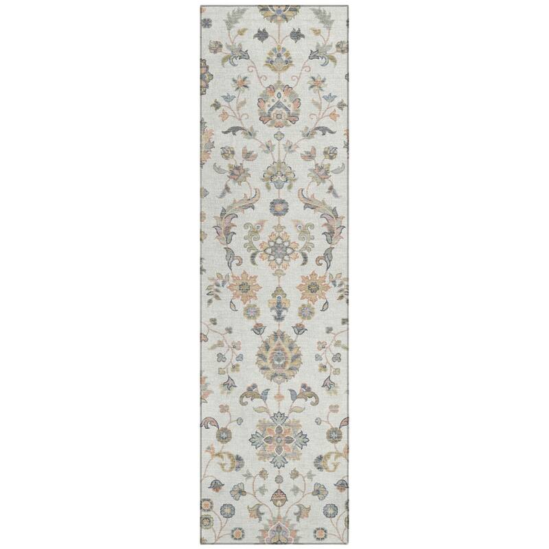 Machine Washable Indoor/ Outdoor Traditional Basalt Chantille Rug