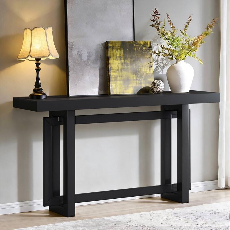 Stylish 59"Long Console Table,Entryway table,Hoyer table with wood frame - Black
