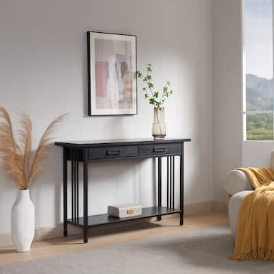 Carbon Loft Peter Matte Black Slatted Sofa Table