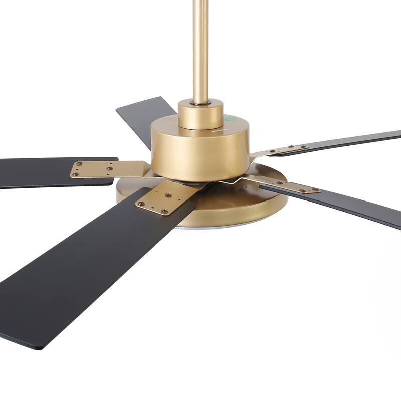 Modern 52" Gold Wooden 5-Blade Indoor Ceiling Fan with LED Light and Remote